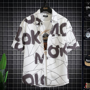LIIEN NOOS | Trendy Loose Fit Letter Print Short Sleeve Shirt