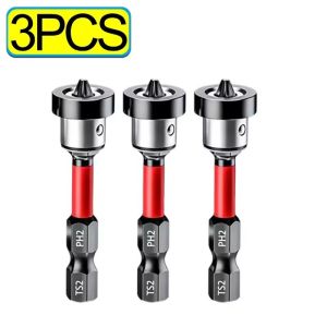 5PCS Magnetic Positioning Screwdriver Bits 50mm Hex Shank Drywall Screw Setter Bit PH2 Locating Batch Head Drilling Tools