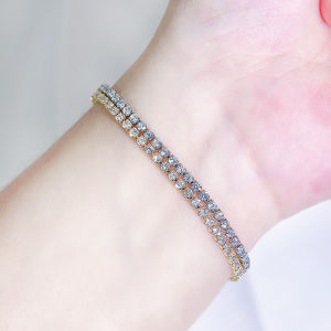 SEQUITO Delicate Ladies Wrist Jewelry Full Inlay Round AAAAA Cubic Zirconia Silver Plated Simple Chain Bracelet Birthday Gift B341