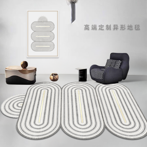 พรมปูพื้นรูปทรงแปลกๆแบบออริจินัลพรมปูพื้นห้องรับแขกแบบไม่สม่ำเสมอพรมข้างเตียงสไตล์ญี่ปุ่นสไตล์ฮ่องกงระดับสูงสำหรับห้องนอน INS หรูหราเบาๆหนาพิเศษ