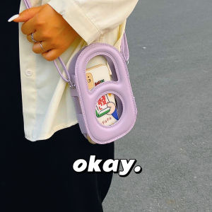 Damei Phone Bag Cute Girl Ins Single Shoulder Crossbody Bubble Mobile Storage Hollow out Small Bag Fashionable Hip Hop Style
