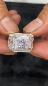 Nhẫn bạc nam mặt lập phương đính đá sang trọng NNA0323 - Trang sức TNJ