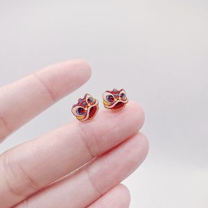 Pure Silver Ear Cuffs No Piercing Required Lucky Lion Design for Women Traditional Chinese New Year Fashion Jewelry Ear Jewelry