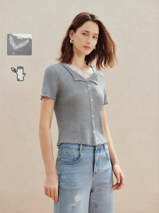 INMAN | Lace Trimmed French Style Knit Cardigan Fitting