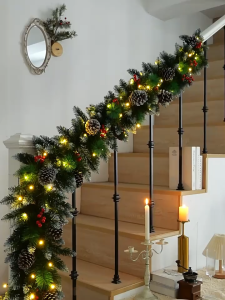 【2025 new】Christmas rattan Wreath Christmas decorations 190/280CM Large size Christmas Wreath for Door Window Artificial Hanging Christmas Garland Christmas Ornament Red White Christmas Door Rattan Decoration