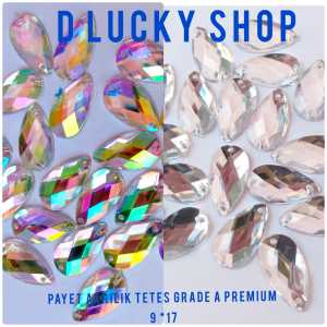 payet diamond kristal akrilik jahit akrilik tetes grade A premium ukuran 9x17 per lusin