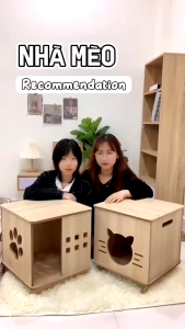 Nhà cho mèo chuồng mèo gỗ nhiều mẫu cửa xinh xắn gỗ tự nhiên chắc chắn