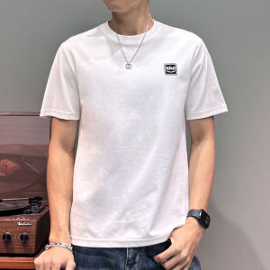 Mens Short Sleeve T-Shirt round Neck Pure Color Half Sleeve Summer New Arrival High End Mens Wear Breathable Cotton Polyester Blend