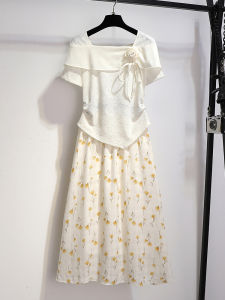 Floral Print Dress Two-Piece Set Womens Summer New Style Soft Comfortable Breathable High Waist A-Line Skirt City Commute