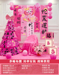 New Princess Please Wealth Hanging Cloth Banner Snake Year Atmosphere Decoration Internet Famous Pink Calligraphy Photo Background Wall