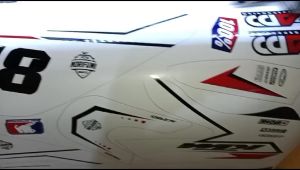 Stiker Desain Custom Motor: Stiker Decal KX 65 Putih Full Body Bebas Reques