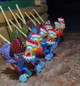 20pcs Trotokan Dorong Ayam/Merak Grosir Kerajinan Mainan 1kodi