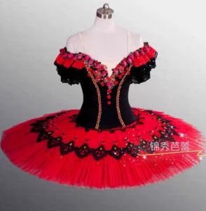 Adult Childrens Professional Ballet Skirt Red Pachita Ballet Performance TUTU Fluffy Tulle Skirt Don Quixote Sparkling Style
