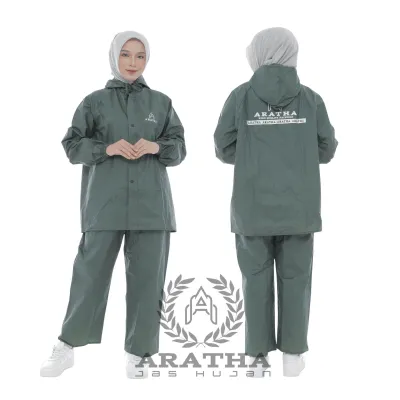 Jas Hujan Setelan Pria Wanita Anti Rembes Bahan PVC 025mm Elastis dan Tebal