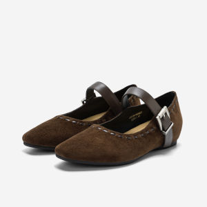 Q.VONTON | Square Toe Suede Mary Jane Shoes