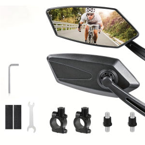 360-Degree Rotating Bike Mirrors for Handlebars with Scratch-Resistant Glass Lens Universal Safe Riding Rear View Mirrors