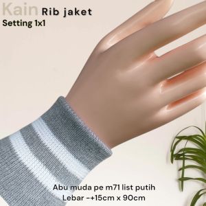 KAIN RIB JAKET UNTUK LEHER TANGAN PINGGANG WARNA ABU MISTY POLOS DAN SALUR TERMURAH