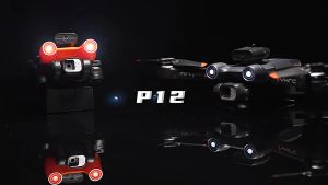⭐Model terbaru 2025 Mainan Drone⭐P12 kamera udara Drone jarak Kamera ganda definisi tinggi 8K 8juta piksel/pemosisian sinyal super 5G/rotasi omni-directional 360 °Menghindari rintangan (Quadcopter Drone Drone Kamera jarak jauh Drone jarak Kamera HD Drone)