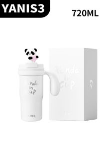 Yanis3 Panda Giant Vacuum Cup Girl Cute Ceramic Inner Pot Cold Insulation Large Ice Cup Large Capacity Cup with Straw