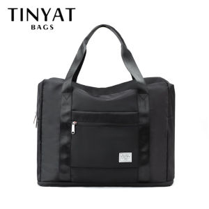 TINYAT Woman Folding Expandable Collapsible Waterproof Overnight large travel bag Hand Carry Double Bottom Bags Duffel Luggage