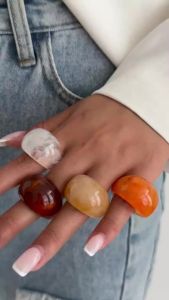Ingemark Creative Irregular Smooth Resin Rings for Women New Trend Boho Colorful Finger Rings Aesthetic Festival Party Jewelry
