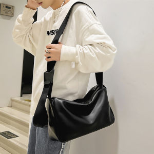 Túi Đeo Chéo Da PU Mềm Thời Trang Thể Thao Thường Ngày Đa Năng Cho Nam Túi Đeo Vai Đơn Mềm Màu Trơn Phong Cách Hàn Quốc