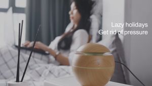 7 LED Wood Grain Air Humidifier With Essential Oil Aromatherapy Diffuser Mute Purifier Freshener Lavender Scent For Room