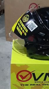 VND Racing Helm Half Face Double Visor + Spoiler Tipe AK 66 Warna Black Glossy / Grey / White Original