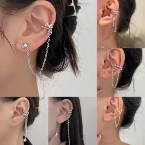 MIAOYA Fashion Crystal Butterfly Ear Clips For Ladies Y2K Cool Girl Chain Earrings For Students Exquisite Birthday Gift