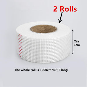 1/2Pcs 2Inch x 49.2Ft Self-Adhesive Fiberglass Mesh Tape Drywall Joint Tape for Wall Crack Repair Plastering
