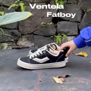 Sepatu Vantela fatboy gemuk black natural sneakers cowok cewek yang keren sepatu ventela fat boy terbaru sepatu style korea
