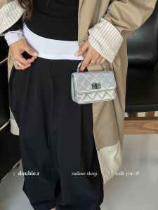 Mini Crossbody Lipstick Bag Double R Fashionable Diamond Chain Pattern Womens Bag New 2025 Stylish Soft Synthetic Leather