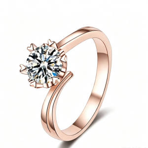 925 Sterling Silver Heart Prong Bypass Rose Gold Color Ring D VVS1 Moissanite Multi Tone Promise Fine Jewelry For Women