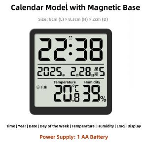 Modern Minimalist Magnetic Desktop Clock Refrigerator Magnet Electronic Temperature Humidity Meter Silent Bedroom Kitchen Table Clock