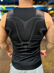 Mens Fitness Training Tank Top Summer Running Sport Elastic Compression Tight Clothes Quick Dry Breathable Sleeveless T-shirt