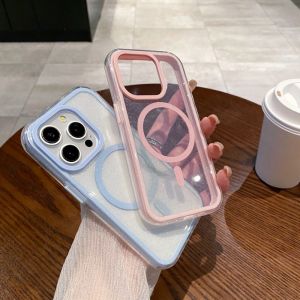 Magnetic Suction Glitter Transparent for Iphone16promax Apple 15 Men and Women 14 Hard Bottom 13 Drop-Resistant 12 Phone Case