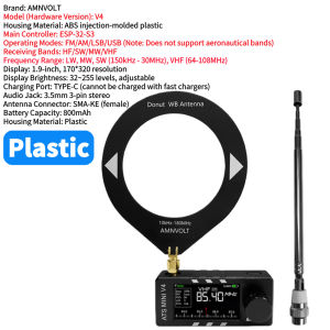 Portable Radio AMNVOLT V4 ATS MINI Si4732 DSP Radio LSB USB Transistor Pocket Radios 1.9inch IPS Screen for Indoor Outdoor