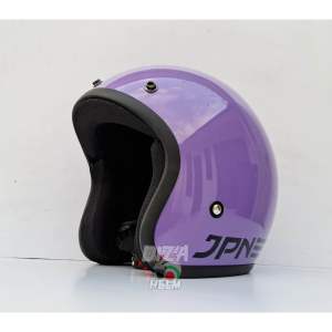Helm Bogo Retro JPN Ungu Muda Metalik paket kaca datar dan kaca cembung