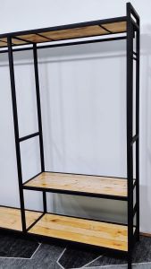 MT Design ราวเเขวนเสื้อผ้า พร้อมชั้นวางของ 2 ชั้น ตู้เสื้อผ้าโครงเหล็ก เคลือบกัลวาไนซ์กันสนิ่ม 180x40x180 ซม.รุ่น MT049