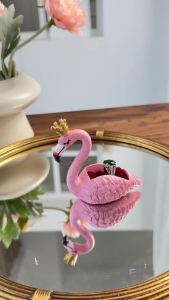 1PC Hộp Đựng Trang Sức Hình Chim Hồng Hạc Bằng Nhựa Trang Trí Dễ Thương Để Trưng Bày Trên Máy Tính Để Bàn Để Lưu Trữ Và Trưng Bày Các Phụ Kiện