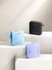 PISEN | 3C Certified Airline Approved 3 in 1 Built-in Plug Portable High Capacity 22.5W Dual Port Fast Charging Power Bank 10000mAh