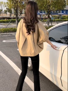 Chic Short Sleeve Shirt Womens Spring Summer 2024 New Style Beautiful Bubble Sleeve Top High-End Feeling Korean Version Polo Collar