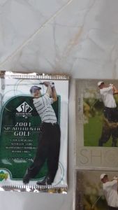 การ์ดสะสมกีฬากอล์ฟ Tiger Woods 2001 Upper Deck SP Authentic Golf Focus On A Champion RC