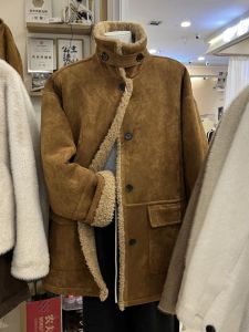 Winter New Loose Thickened Medium Length Retro Suede Lamb Fur Warm Stylish Coat Womens Long Sleeve Regular Sleeve Type