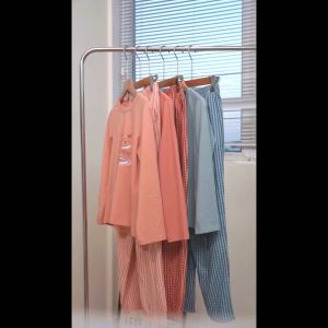 Đồ bộ mặc nhà nữ Việt Thắng chất Cotton dệt kim quần dài kẻ caro kate áo dài tay họa tiết B50.2406