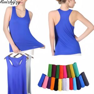 Ruizhijzg Plus Size Modal Cotton Womens Singlet Summer Ladies Girls Tank Top U-Neck Sleeveless Vest Yoga Sport Casual Sleeveless Round Neck T Shirts  Plain Color