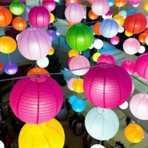 Chinese Round Paper Lantern 30CM New Year Decoration Wedding Birthday Party Hanging Lantern White Red Pink Blue Green Yellow
