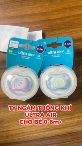 Ty ngậm thông khí Philips Avent Ultra Air SCF086/03/04 - Cho bé từ 0-6 tháng tuổi Thông khí siêu mềm - Hàng chính hãng