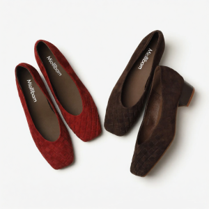 MIOLLIBARN | Soft Suede Woven Low Cut Mid High Thick Heel Soft Sole Grandma Style Square Toe Summer Pump