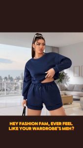 Brianna Terry Brass Plain Terno Cropped Top Long Sleeves And Shorts Free Size